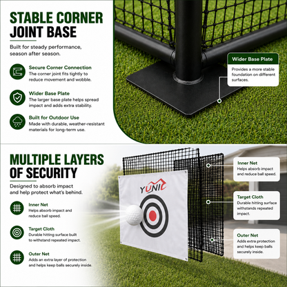 Golf Driving Cage – Green Net, Multiple Sizes