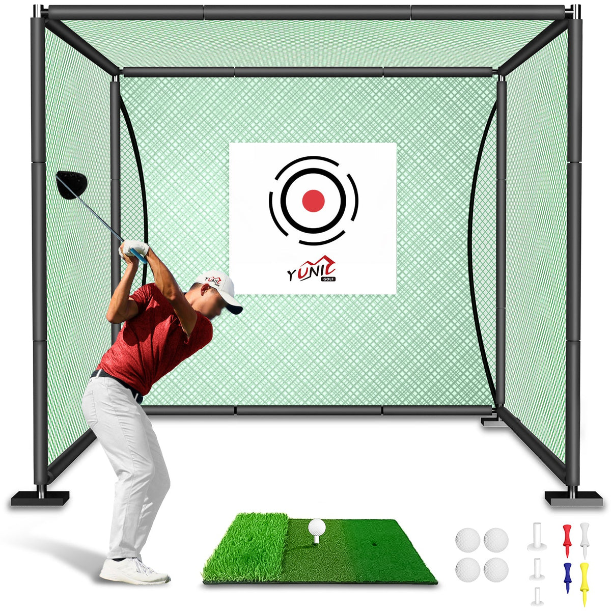Golf Driving Cage – Green Net, Multiple Sizes