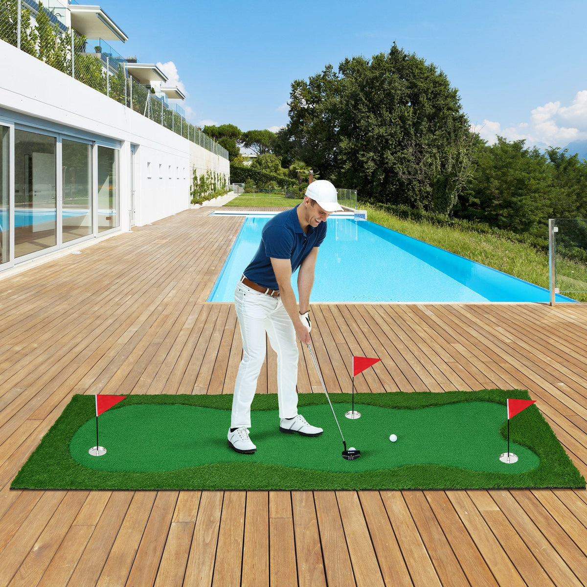 Golf Putting Green with Realistic Artificial Grass Turf