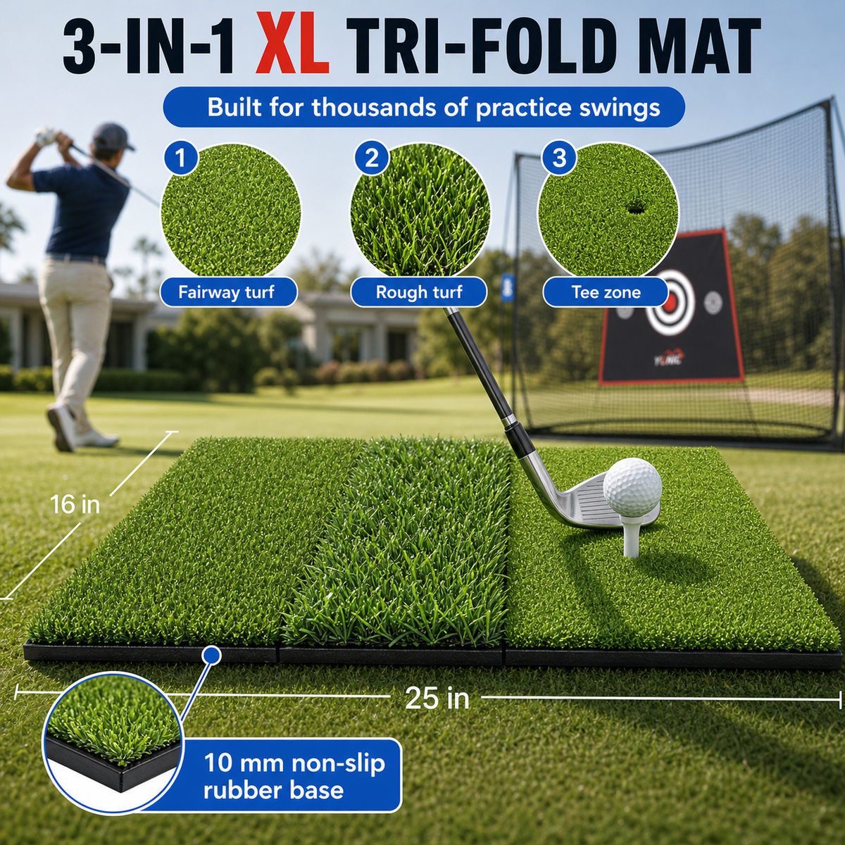 Golf Driving Cage – Green Net, Multiple Sizes
