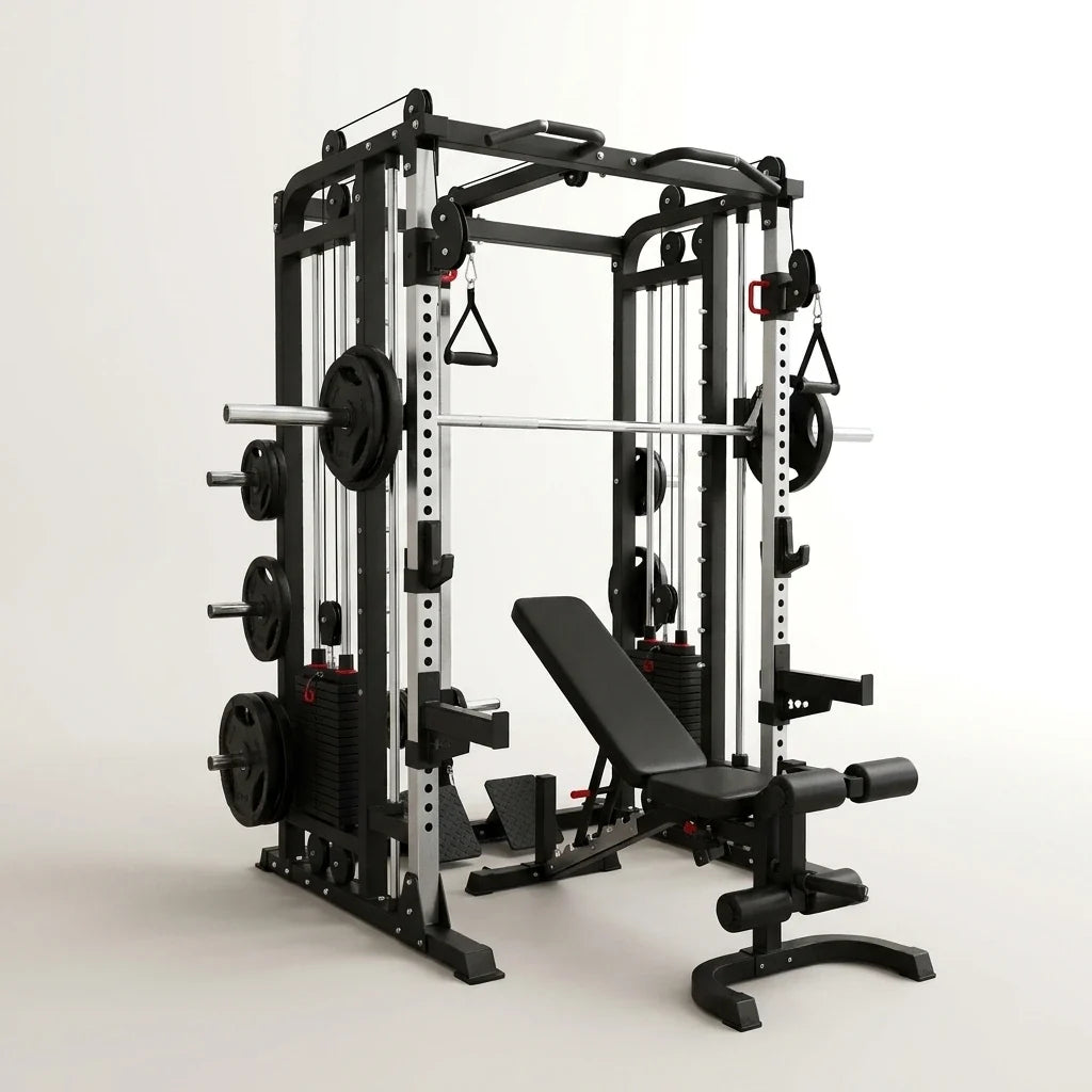 Home Gym Smith Machine Cable Crossover Weightlifting Sports Training — Studio Shot